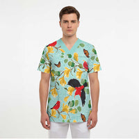 Aloha Hawaii Scrub Top I'iwi on Mamane Pastel Turquoise LT7 - Polynesian Pride