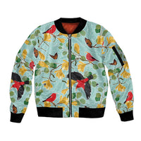 Aloha Hawaii Sleeve Zip Bomber Jacket I'iwi on Mamane Pastel Turquoise LT7 Unisex Turquoise - Polynesian Pride