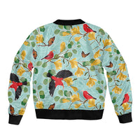 Aloha Hawaii Sleeve Zip Bomber Jacket I'iwi on Mamane Pastel Turquoise LT7 - Polynesian Pride