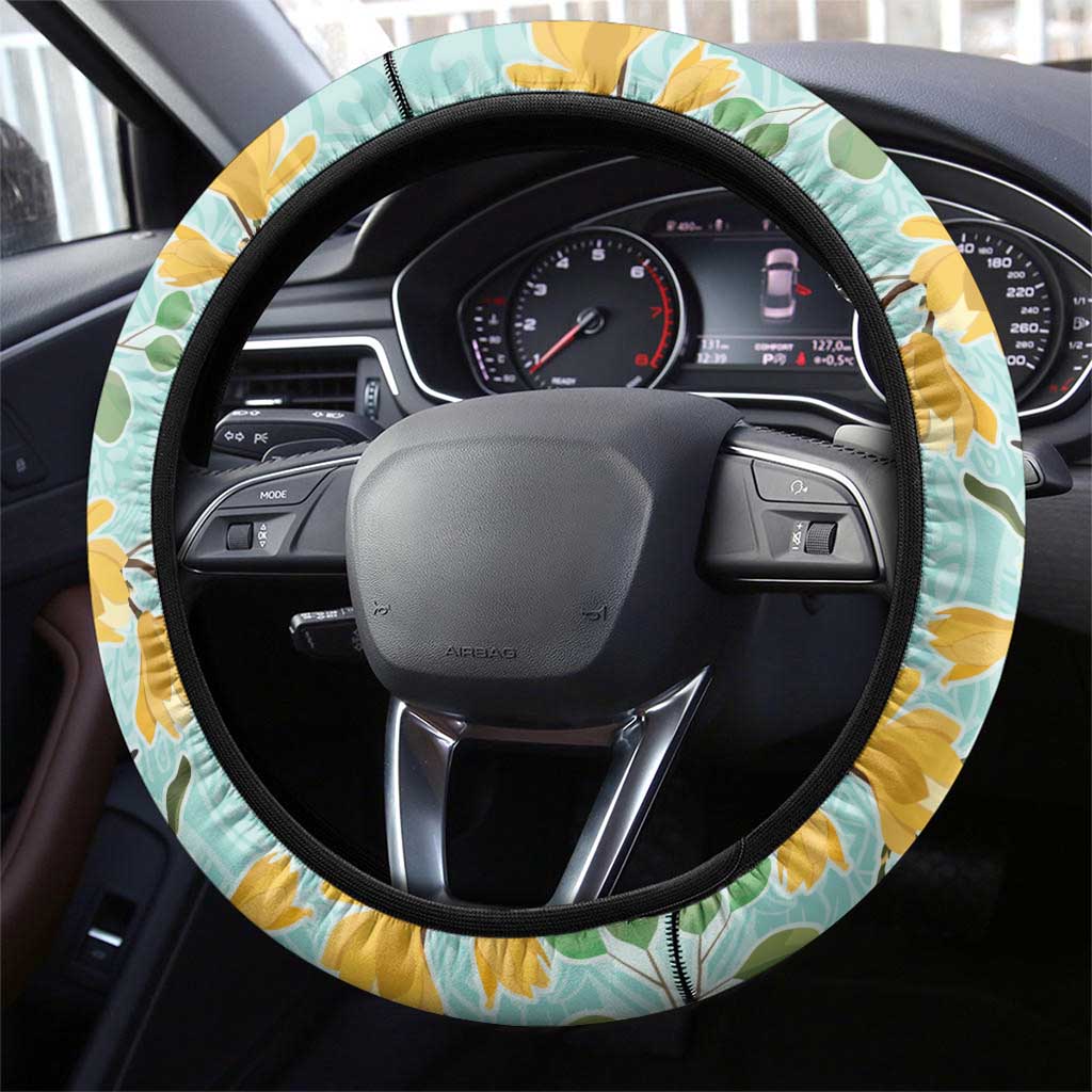 Aloha Hawaii Steering Wheel Cover I'iwi on Mamane Pastel Turquoise LT7 - Polynesian Pride