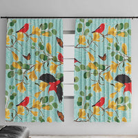 Aloha Hawaii Window Curtain I'iwi on Mamane Pastel Turquoise LT7 With Hooks Turquoise - Polynesian Pride