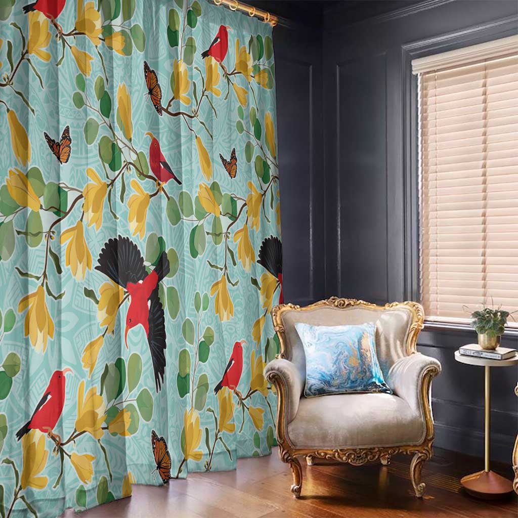 Aloha Hawaii Window Curtain I'iwi on Mamane Pastel Turquoise LT7 - Polynesian Pride