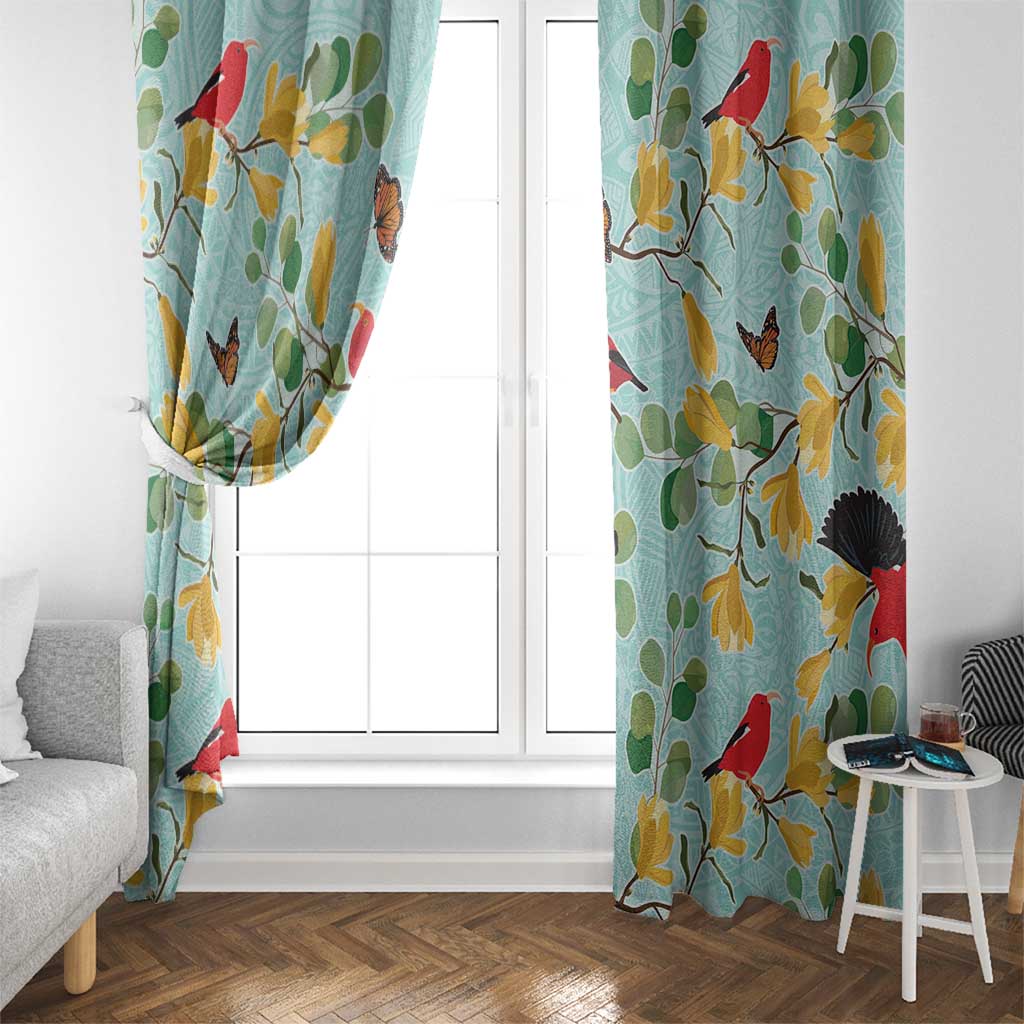 Aloha Hawaii Window Curtain I'iwi on Mamane Pastel Turquoise LT7 - Polynesian Pride