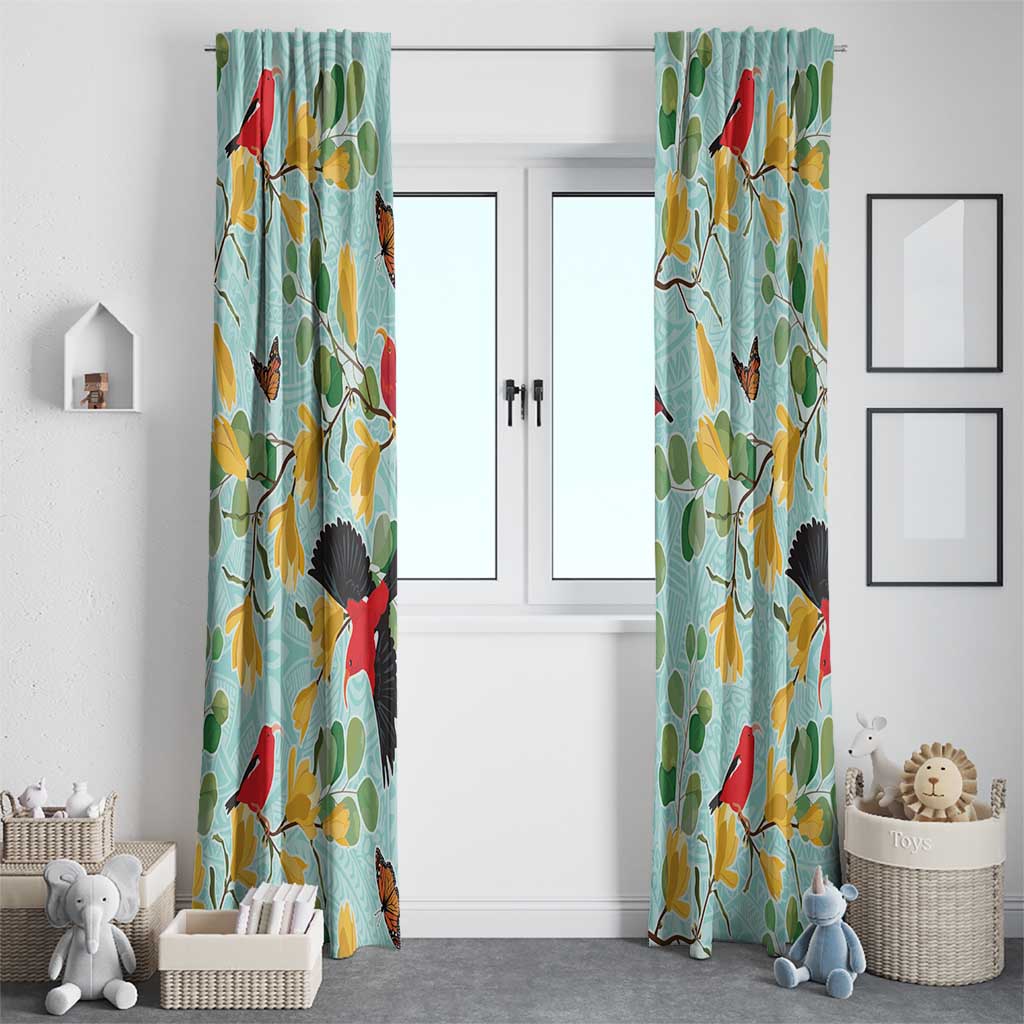 Aloha Hawaii Window Curtain I'iwi on Mamane Pastel Turquoise LT7 - Polynesian Pride