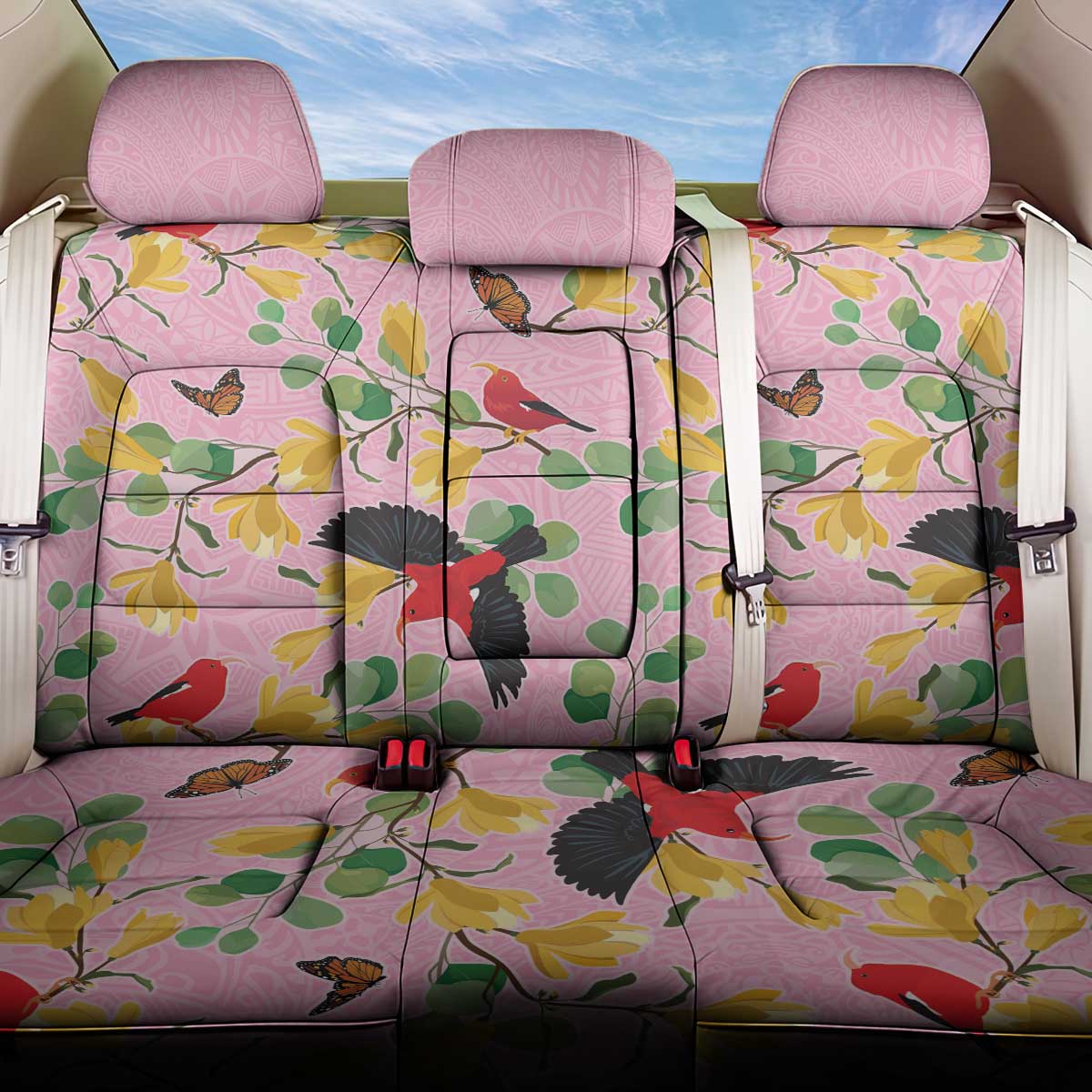 Aloha Hawaii Back Car Seat Cover I'iwi on Mamane Pastel Pink LT7 One Size Pink - Polynesian Pride