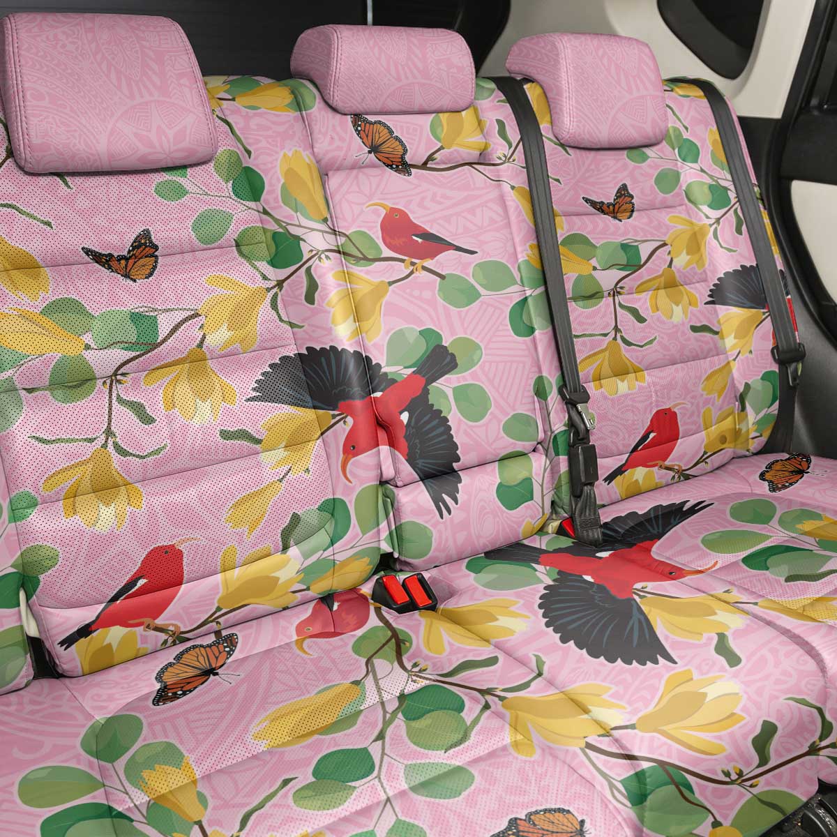 Aloha Hawaii Back Car Seat Cover I'iwi on Mamane Pastel Pink LT7 - Polynesian Pride