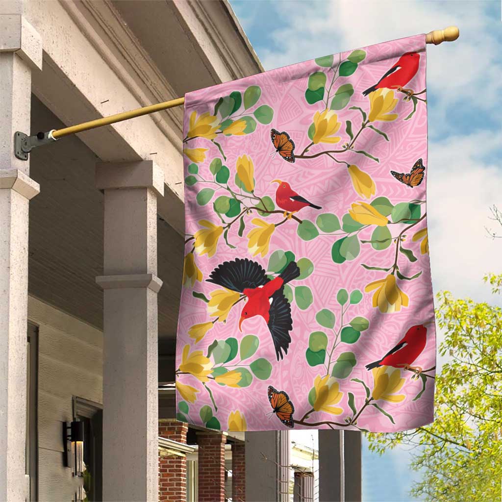 Aloha Hawaii Garden Flag I'iwi on Mamane Pastel Pink LT7 House Flag Pink - Polynesian Pride