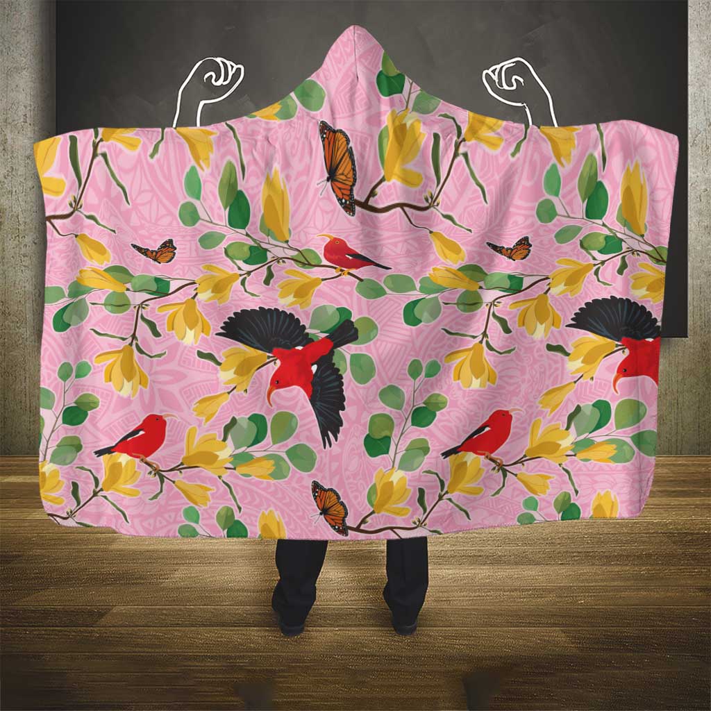 Aloha Hawaii Hooded Blanket I'iwi on Mamane Pastel Pink LT7 - Polynesian Pride