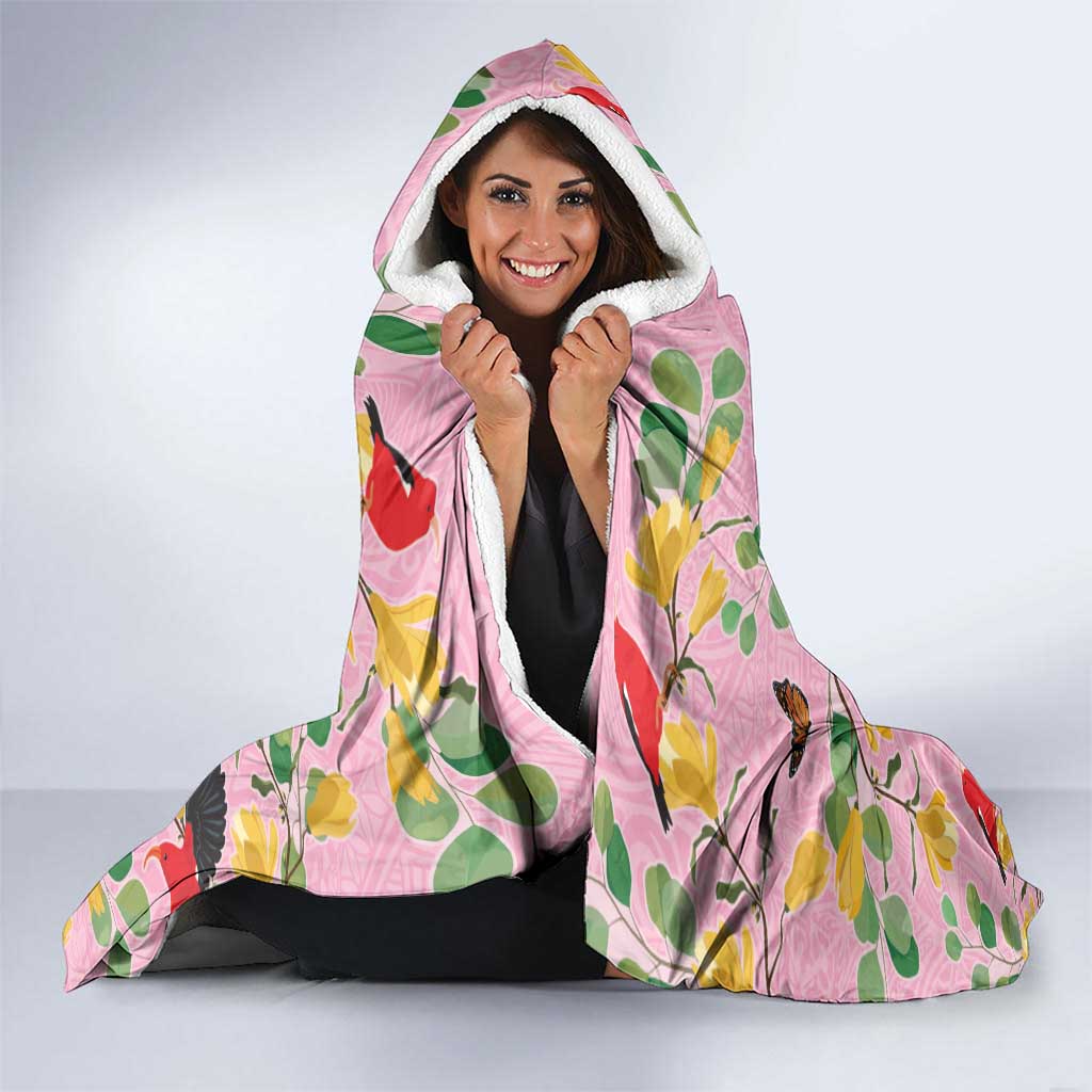 Aloha Hawaii Hooded Blanket I'iwi on Mamane Pastel Pink LT7 - Polynesian Pride