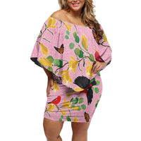 Aloha Hawaii Off Shoulder Short Dress I'iwi on Mamane Pastel Pink LT7 Women Pink - Polynesian Pride