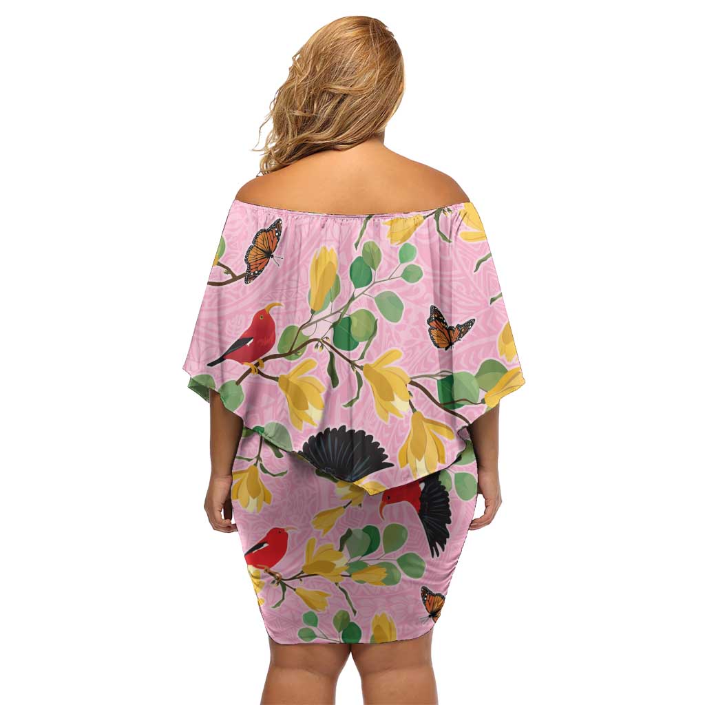 Aloha Hawaii Off Shoulder Short Dress I'iwi on Mamane Pastel Pink LT7 - Polynesian Pride