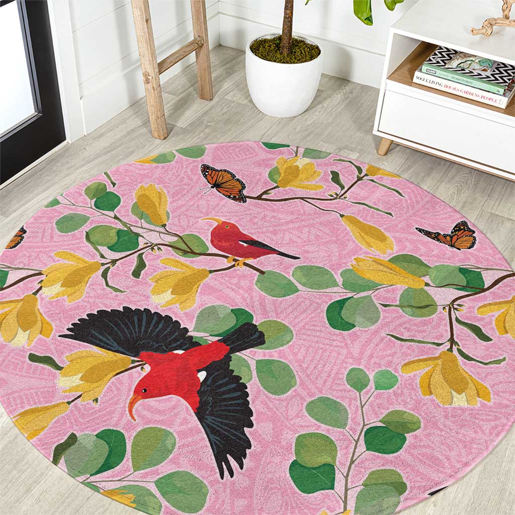Aloha Hawaii Round Carpet I'iwi on Mamane Pastel Pink LT7 Pink - Polynesian Pride