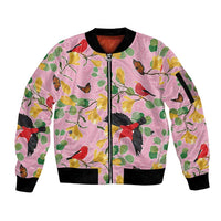 Aloha Hawaii Sleeve Zip Bomber Jacket I'iwi on Mamane Pastel Pink LT7 Unisex Pink - Polynesian Pride