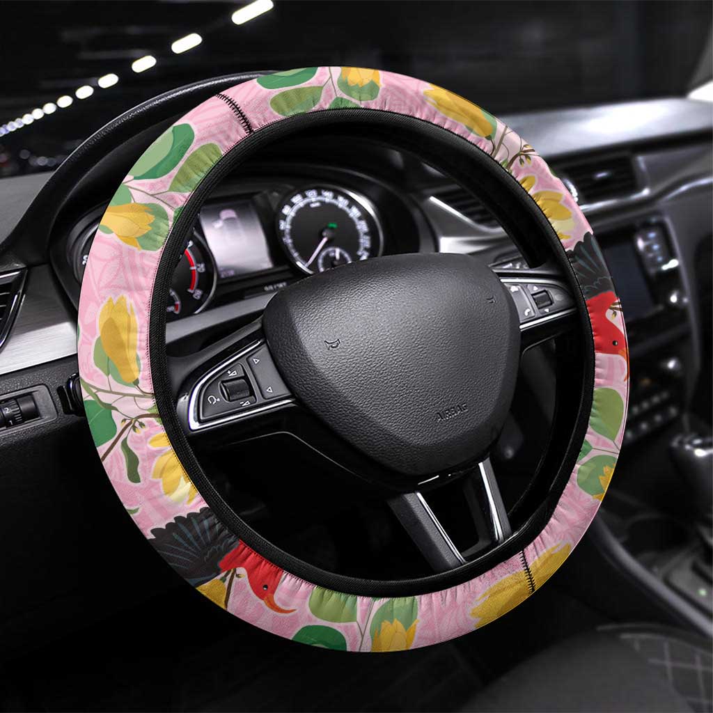 Aloha Hawaii Steering Wheel Cover I'iwi on Mamane Pastel Pink