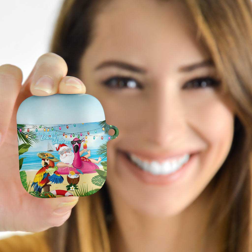 Have Yourself A Beachy Little Christmas AirPods Case with Santa Chilling LT7 - Polynesian Pride