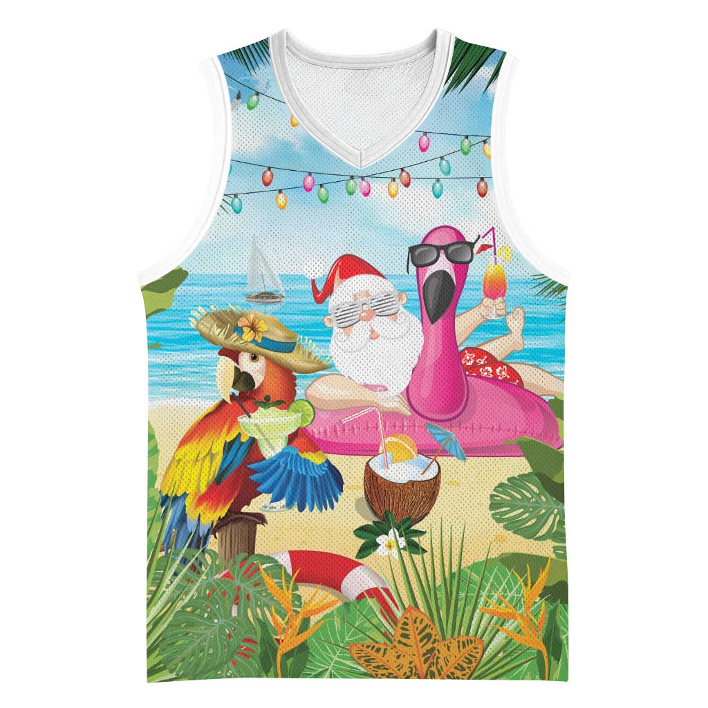 Have Yourself A Beachy Little Christmas Basketball Jersey with Santa Chilling LT7 Unisex Colorful - Polynesian Pride
