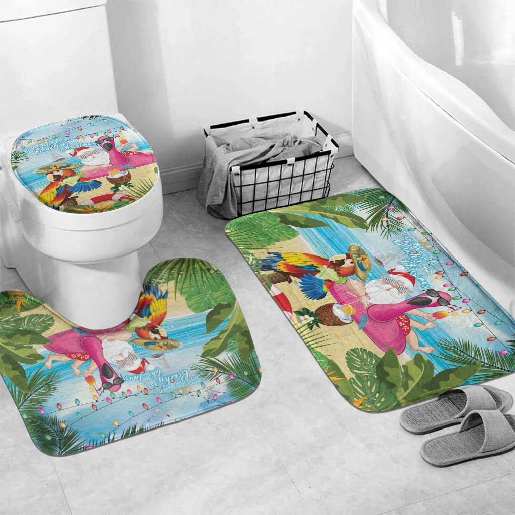 Have Yourself A Beachy Little Christmas Bathroom Set with Santa Chilling LT7 Mat Set Only (3 pcs) One Size Colorful - Polynesian Pride
