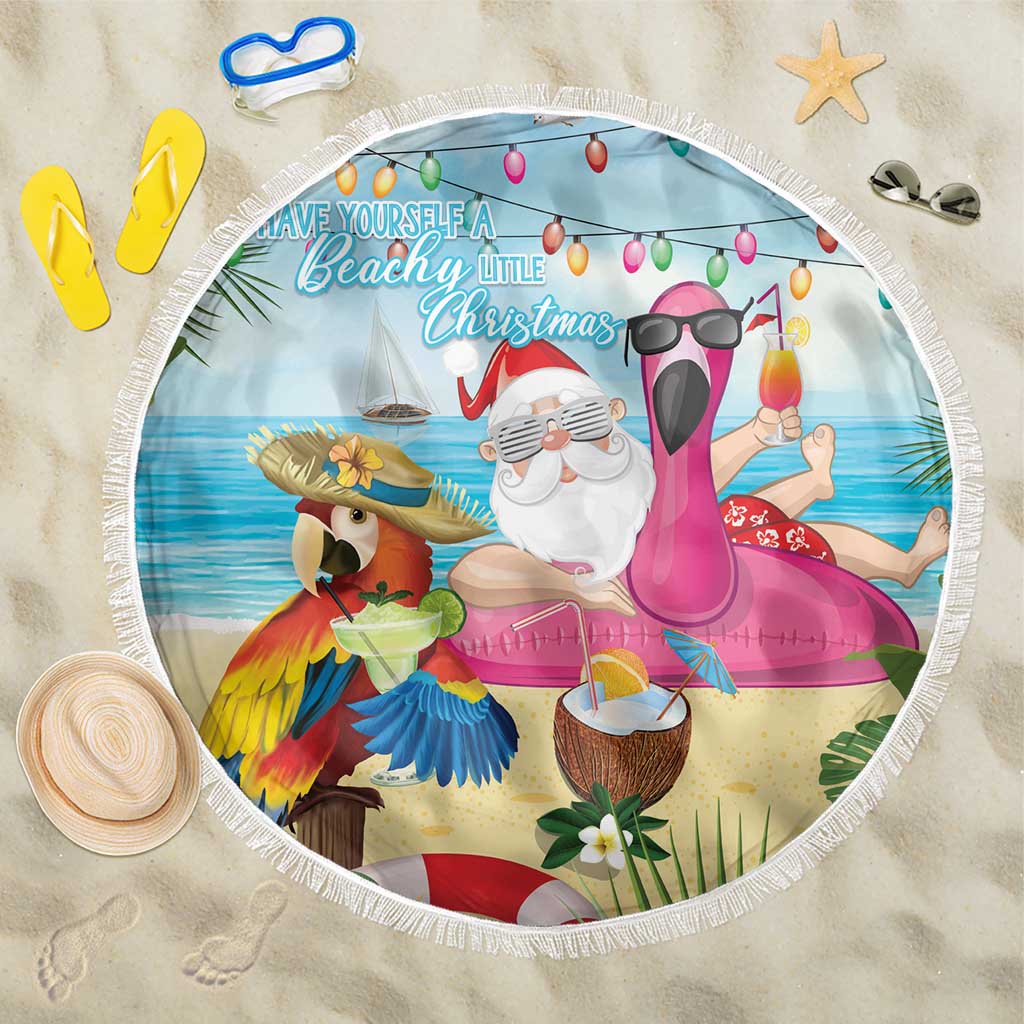 Have Yourself A Beachy Little Christmas Beach Blanket with Santa Chilling LT7 One Size 150cm Colorful - Polynesian Pride