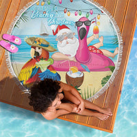 Have Yourself A Beachy Little Christmas Beach Blanket with Santa Chilling LT7 - Polynesian Pride