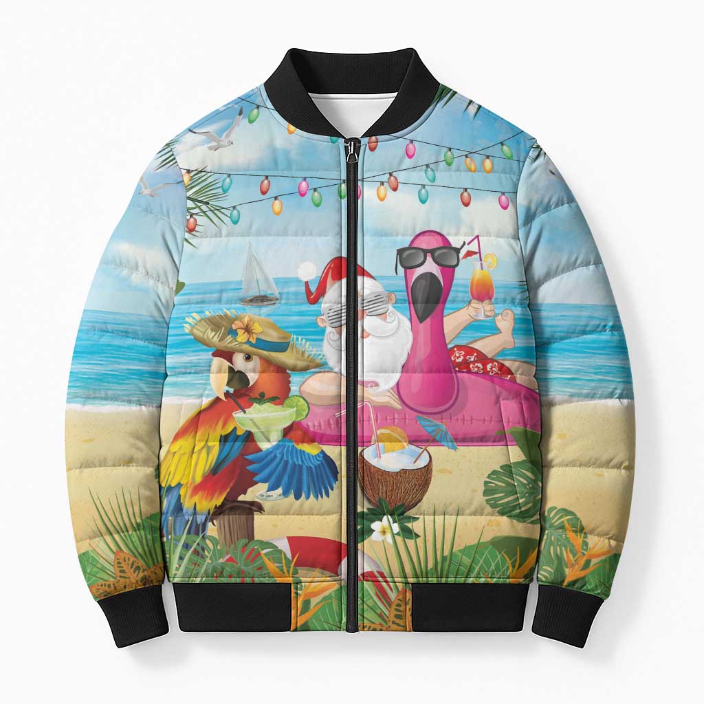 Have Yourself A Beachy Little Christmas Bomber Puffer Jacket with Santa Chilling LT7 Unisex Colorful - Polynesian Pride