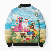 Have Yourself A Beachy Little Christmas Bomber Puffer Jacket with Santa Chilling LT7 - Polynesian Pride