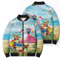 Have Yourself A Beachy Little Christmas Bomber Puffer Jacket with Santa Chilling LT7 - Polynesian Pride