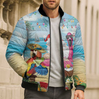 Have Yourself A Beachy Little Christmas Bomber Puffer Jacket with Santa Chilling LT7 - Polynesian Pride