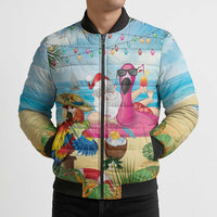 Have Yourself A Beachy Little Christmas Bomber Puffer Jacket with Santa Chilling LT7 - Polynesian Pride