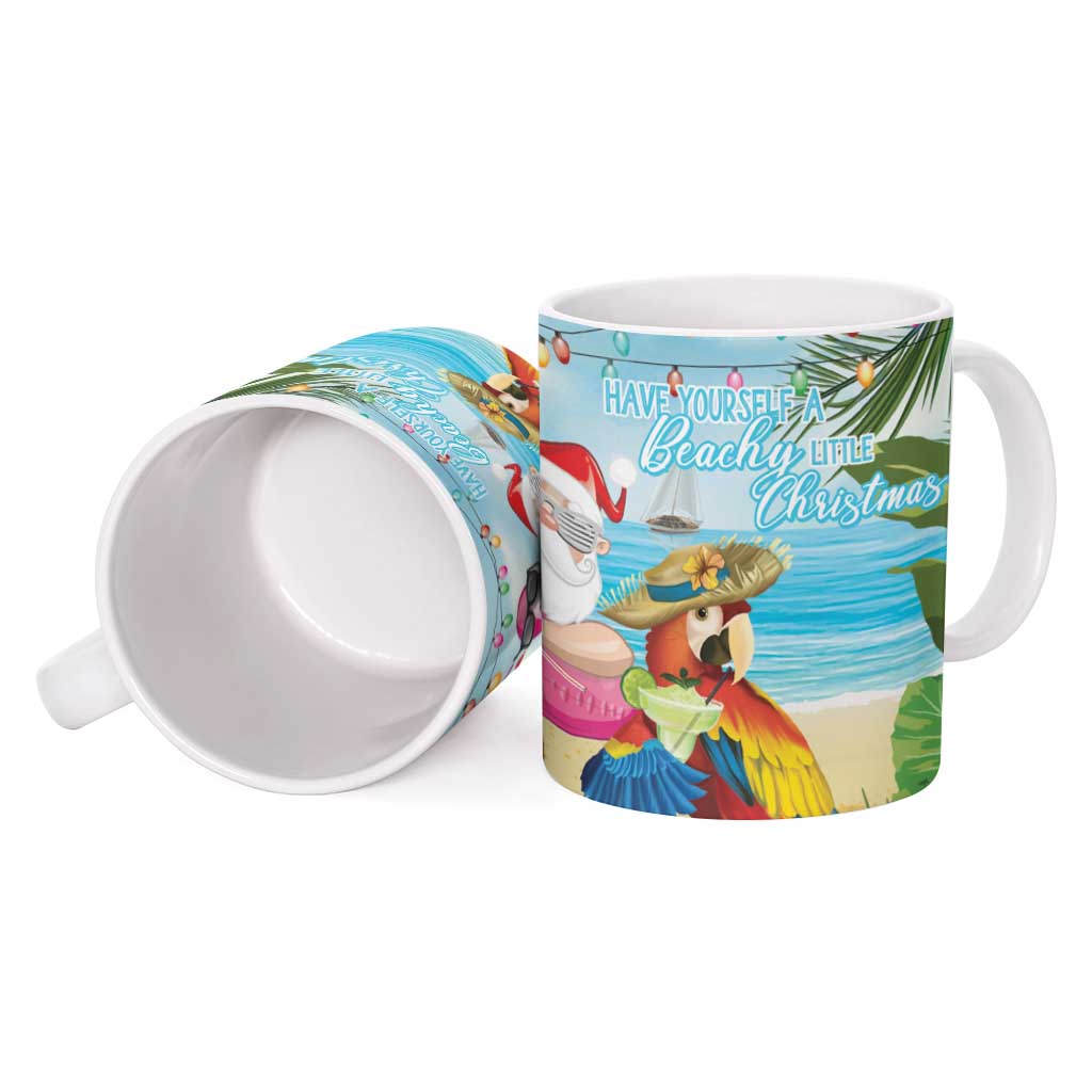 Have Yourself A Beachy Little Christmas Ceramic Mug with Santa Chilling LT7 - Polynesian Pride