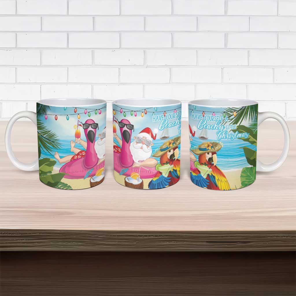 Have Yourself A Beachy Little Christmas Ceramic Mug with Santa Chilling LT7 - Polynesian Pride