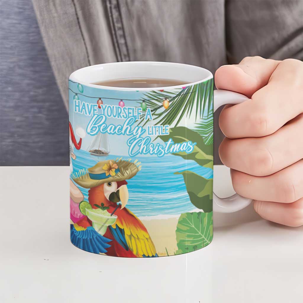 Have Yourself A Beachy Little Christmas Ceramic Mug with Santa Chilling LT7 - Polynesian Pride