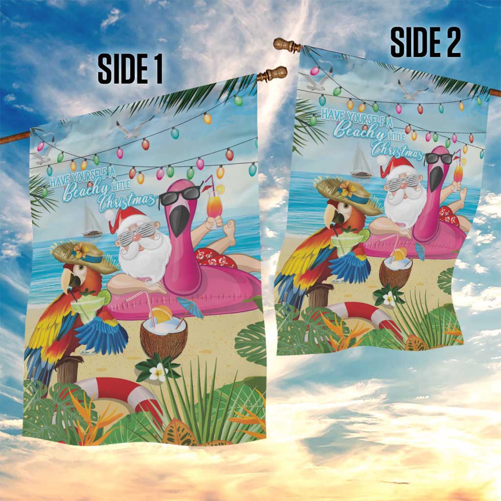 Have Yourself A Beachy Little Christmas Garden Flag with Santa Chilling LT7 - Polynesian Pride
