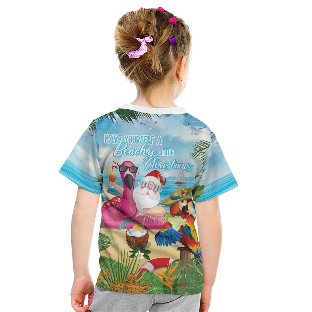 Have Yourself A Beachy Little Christmas Kid T Shirt with Santa Chilling LT7 - Polynesian Pride