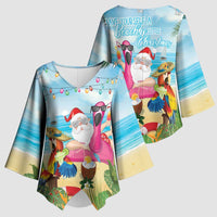Have Yourself A Beachy Little Christmas Kimono Sleeve Blouse with Santa Chilling LT7 - Polynesian Pride