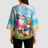 Have Yourself A Beachy Little Christmas Kimono Sleeve Blouse with Santa Chilling LT7 - Polynesian Pride