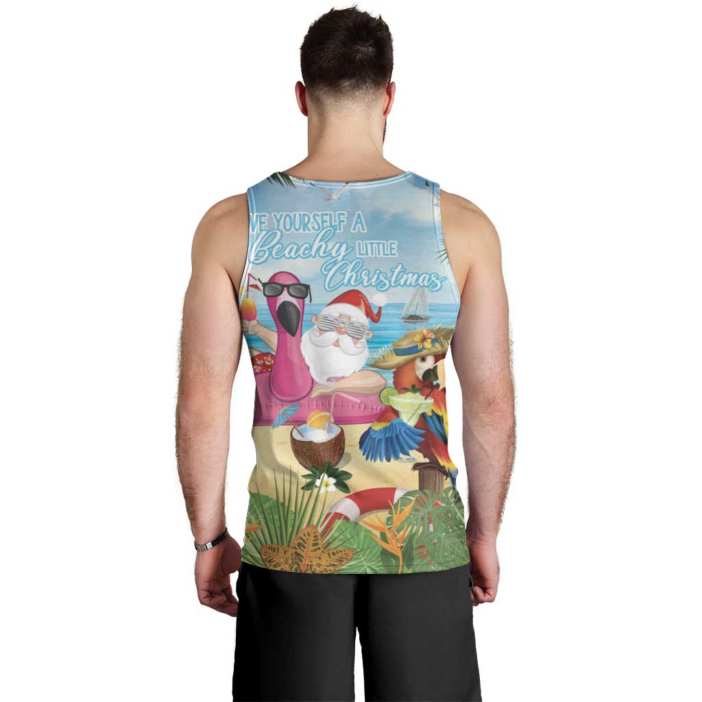 Have Yourself A Beachy Little Christmas Men Tank Top with Santa Chilling LT7 - Polynesian Pride