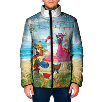 Have Yourself A Beachy Little Christmas Padded Jacket with Santa Chilling LT7 Men Colorful - Polynesian Pride