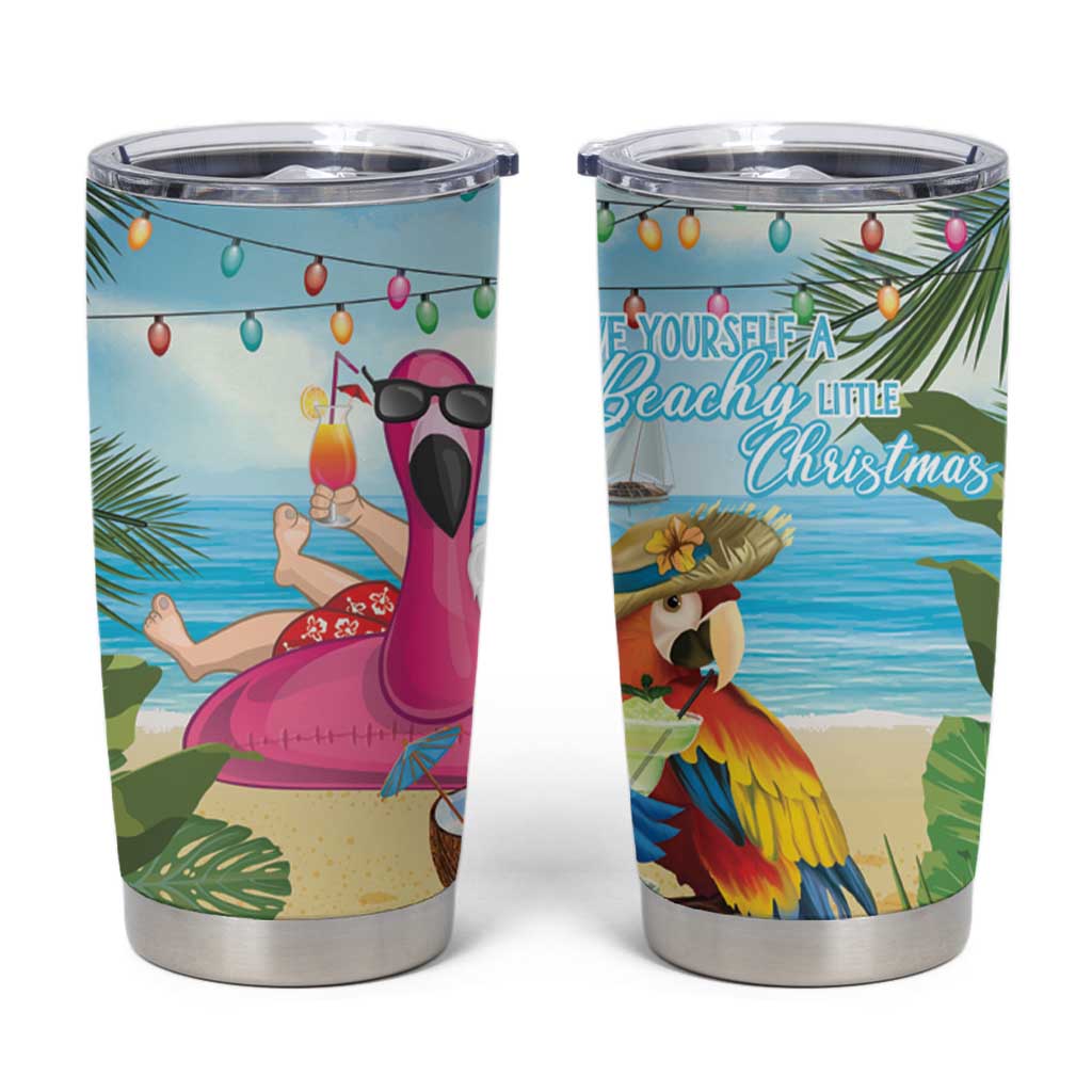 Have Yourself A Beachy Little Christmas Tumbler Cup with Santa Chilling LT7 Colorful - Polynesian Pride