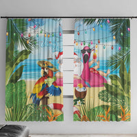 Have Yourself A Beachy Little Christmas Window Curtain with Santa Chilling LT7 With Hooks Colorful - Polynesian Pride