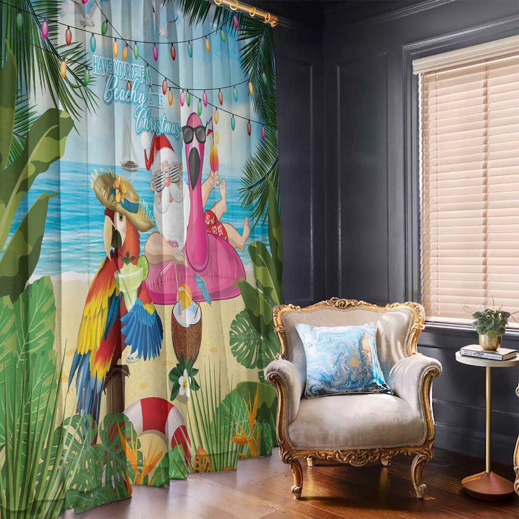 Have Yourself A Beachy Little Christmas Window Curtain with Santa Chilling LT7 - Polynesian Pride