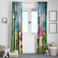 Have Yourself A Beachy Little Christmas Window Curtain with Santa Chilling LT7 - Polynesian Pride
