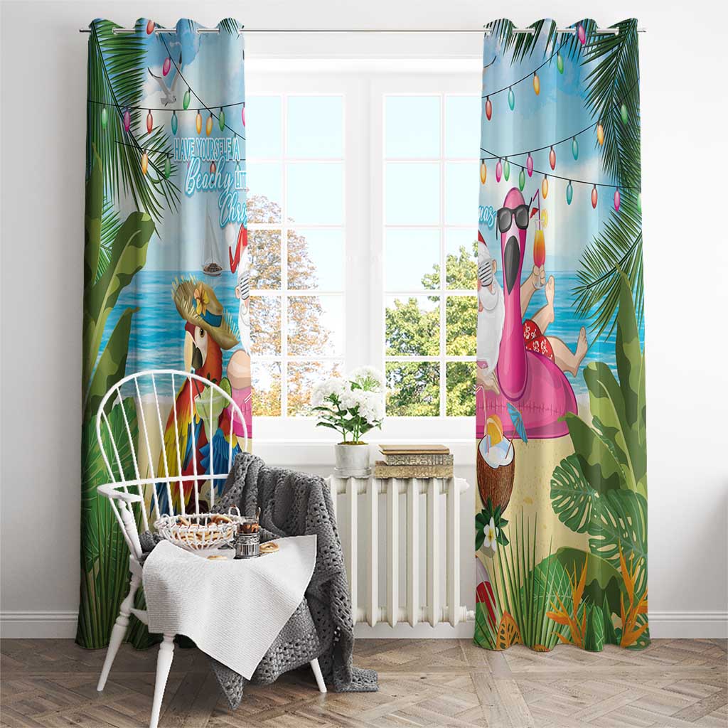 Have Yourself A Beachy Little Christmas Window Curtain with Santa Chilling LT7 - Polynesian Pride