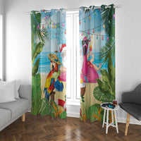 Have Yourself A Beachy Little Christmas Window Curtain with Santa Chilling LT7 With Grommets Colorful - Polynesian Pride