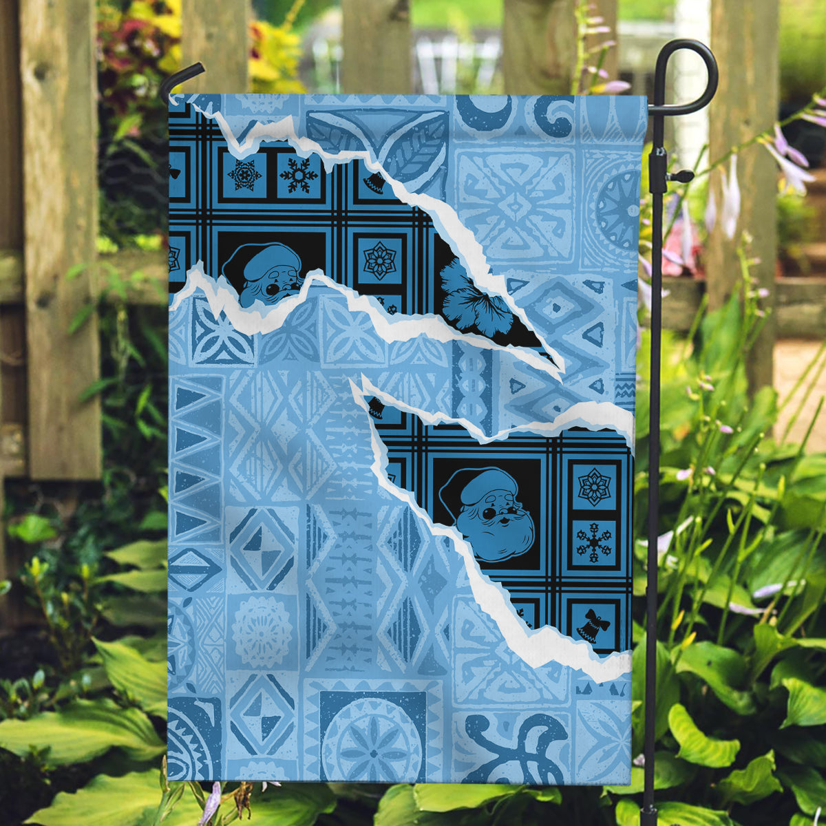 Bula Fiji Tapa Mix Christmas Garden Flag Vintage Style LT7 Garden Flag Turquoise - Polynesian Pride