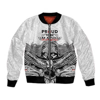 Aotearoa Personalized Bomber Jacket Proud To Be Maori LT7 Unisex White - Polynesian Pride