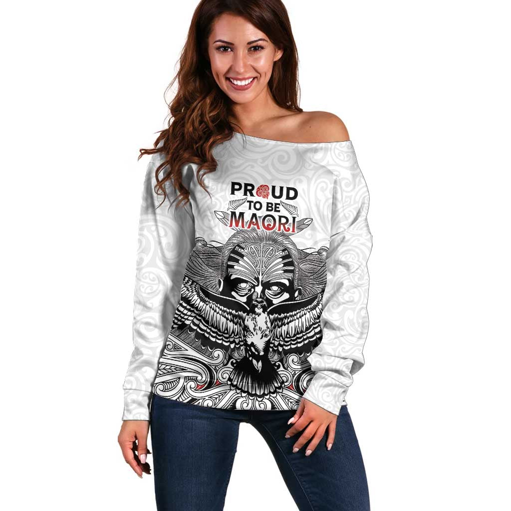 Aotearoa Personalized Off Shoulder Sweater Proud To Be Maori LT7 Women White - Polynesian Pride