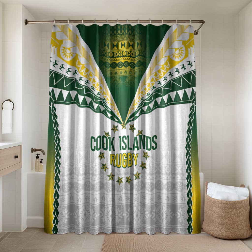 Cook Islands Rugby Bathroom Set Kuki's Aitu Champions LT7 Shower Curtain Only Colorful - Polynesian Pride