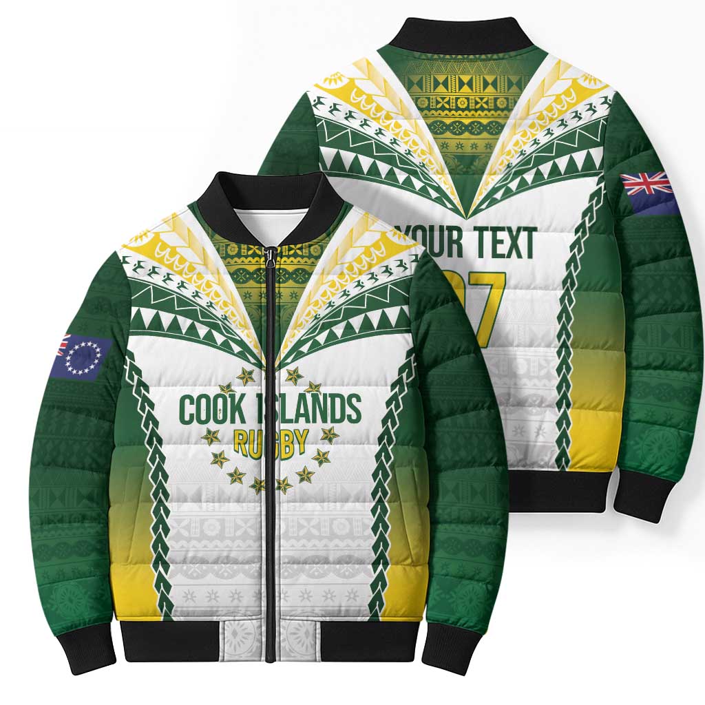Cook Islands Rugby Custom Bomber Puffer Jacket Kuki's Aitu Champions LT7 - Polynesian Pride