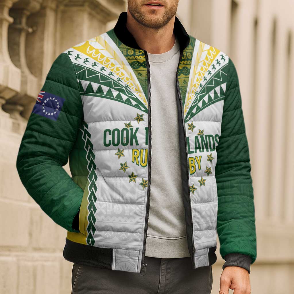 Cook Islands Rugby Custom Bomber Puffer Jacket Kuki's Aitu Champions LT7 - Polynesian Pride