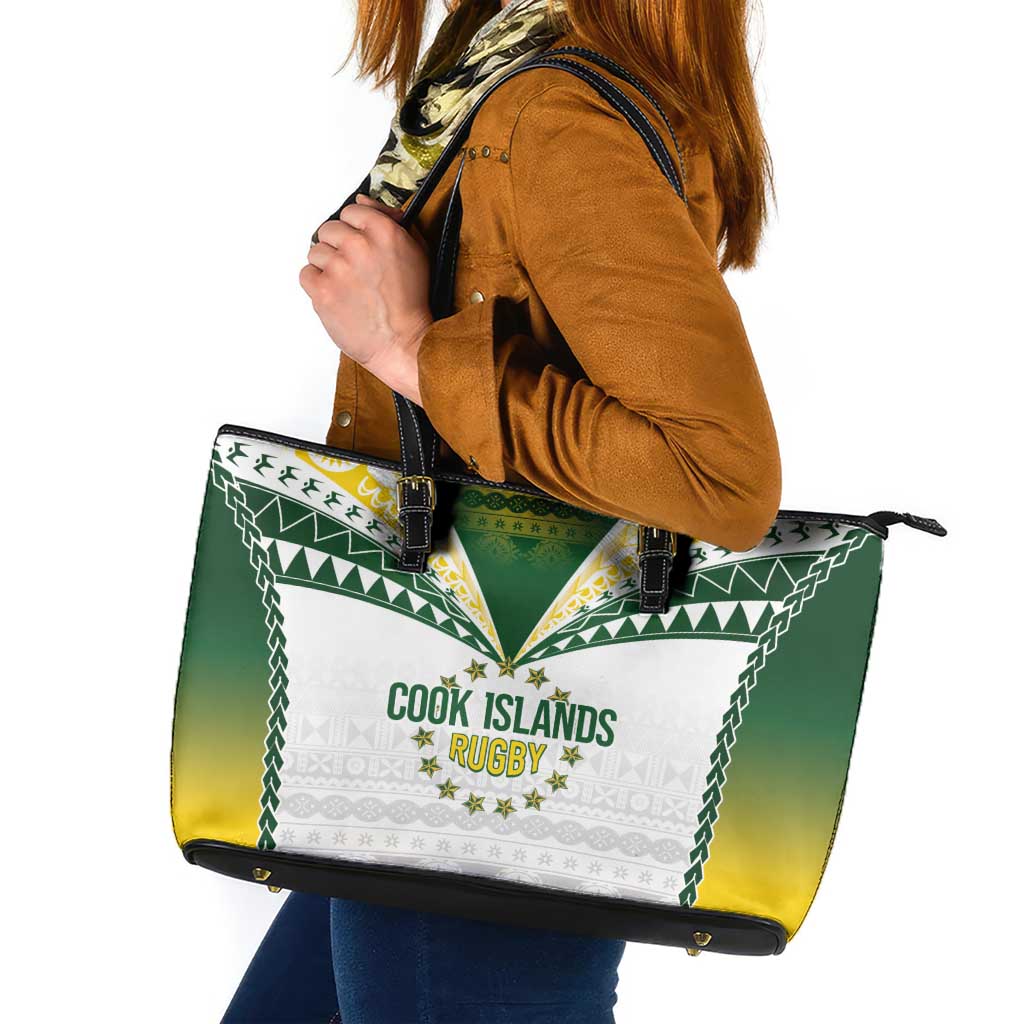 Cook Islands Rugby Leather Tote Bag Kuki's Aitu Champions LT7 Colorful - Polynesian Pride